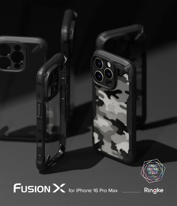 Ringke รุ่น Fusion X Design - เคส iPhone 16 Pro Max - สี Camo Black