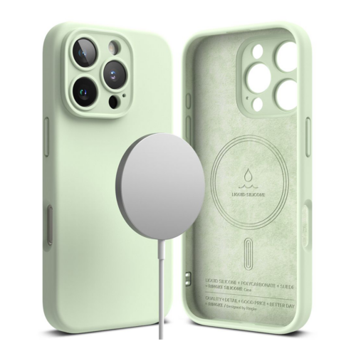 Ringke รุ่น Silicone Magnetic - เคส iPhone 16 Pro Max - สี Soft Mint - Image 2