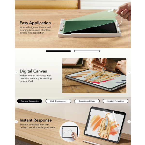 ESR รุ่น Paper-Feel Screen Protector - ฟิล์มหน้าจอ iPad Air 11" (6th/2024)