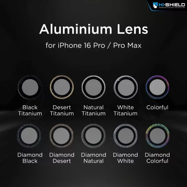 Hishield รุ่น Aluminum Lens - กระจกเลนส์กล้อง iPhone 16 Pro / 16 Pro Max