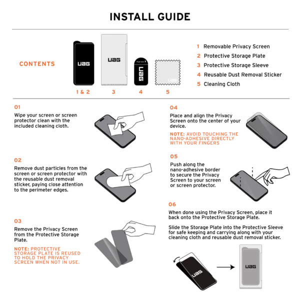 UAG รุ่น Removable Privacy Eco - ฟิล์ม iPhone 16 Pro Max - สี Clear