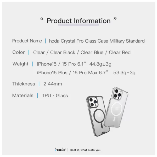 Hoda รุ่น Glass Case Crystal Pro with Magsafe - เคส iPhone 16 Pro Max - สี Clear Black