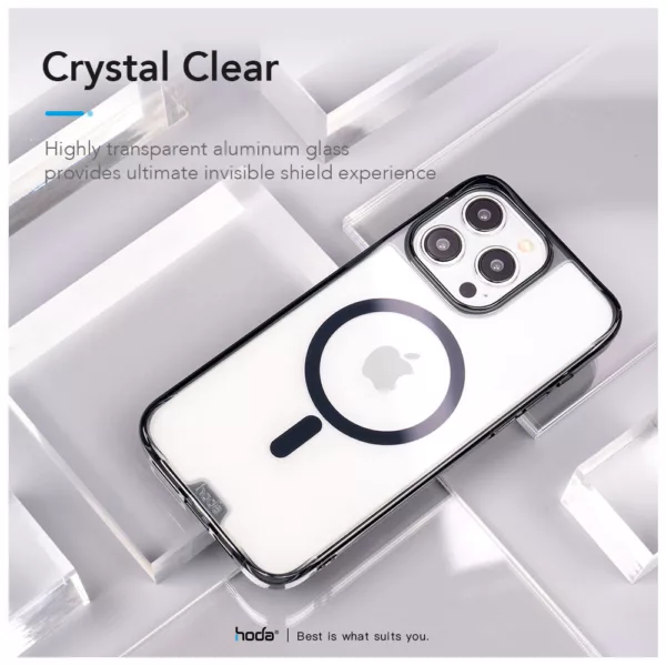 Hoda รุ่น Glass Case Crystal Pro with Magsafe - เคส iPhone 16 Pro Max - สี Clear Black