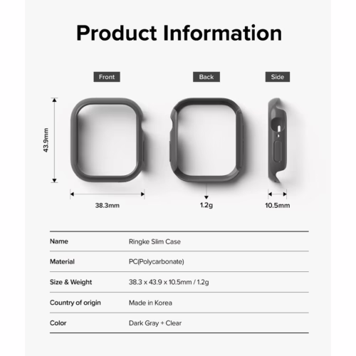 Ringke รุ่น Slim - เคส Apple Watch 10 (42mm) - สี Clear (1P) + สี Dark Gray (1P) (แพ็ค 2 ชิ้น) - Image 10
