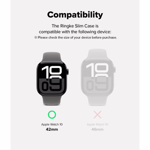 Ringke รุ่น Slim - เคส Apple Watch 10 (42mm) - สี Clear (1P) + สี Dark Gray (1P) (แพ็ค 2 ชิ้น) - Image 3