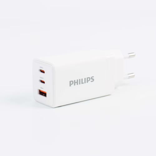 Philips หัวชาร์จ รุ่น PD65W อะแดปเตอร์ 3 พอร์ต ชาร์จไว PD QC 3.0 GaN - สี White - Image 10