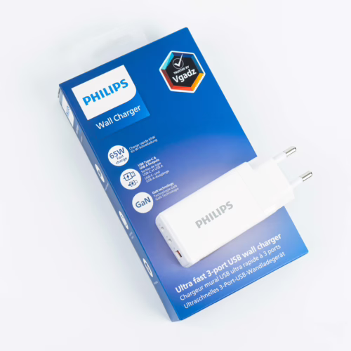 Philips หัวชาร์จ รุ่น PD65W อะแดปเตอร์ 3 พอร์ต ชาร์จไว PD QC 3.0 GaN - สี White - Image 4
