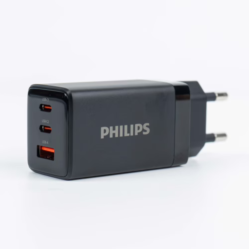 Philips หัวชาร์จ รุ่น PD65W อะแดปเตอร์ 3 พอร์ต ชาร์จไว PD QC 3.0 GaN - สี Black - Image 5
