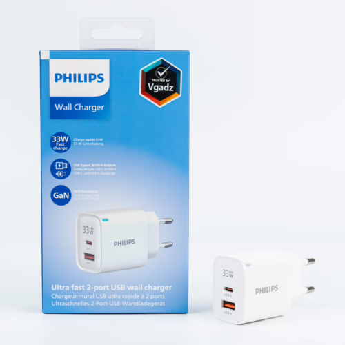 Philips หัวชาร์จ รุ่น PD33W อะแดปเตอร์ 2 พอร์ต GaN - สี White - Image 2
