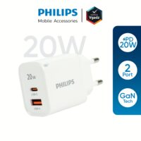 Philips หัวชาร์จ รุ่น PD20W อะแดปเตอร์ 2 พอร์ต - สี White