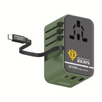 Momax หัวชาร์จ+หัวแปลงปลั๊กไฟ รุ่น 1-World Travel Adapter 3-Port กำลังไฟ 70W ชาร์จไว GaN พร้อมสาย USB-C ในตัว - ลาย MS-06F-Green