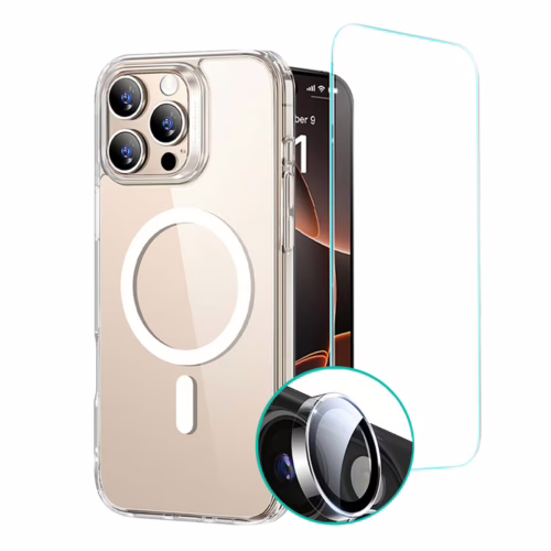 ESR รุ่น Classic Hybrid (Halolock) - Bundle Set - เคส+ฟิล์ม iPhone 16 Pro Max - สี Clear (พร้อมฟิล์ม+กระจกเลนส์กล้อง)