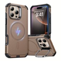 ESR รุ่น Cyber Armor Case with Stash Stand (HaloLock) - เคส iPhone 16 Pro Max - สี Rose Gold
