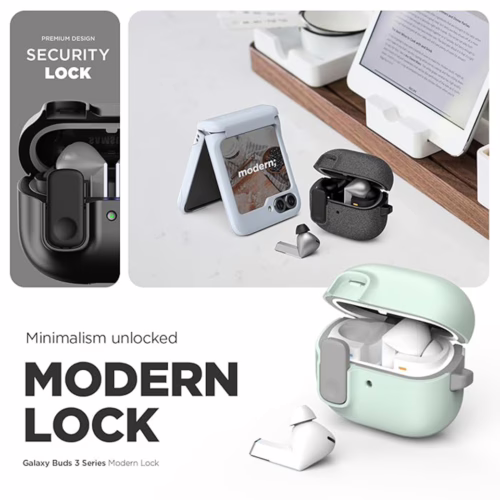 VRS รุ่น Modern Lock - เคส Galaxy Buds 3/ 3 Pro - สี White - Image 4