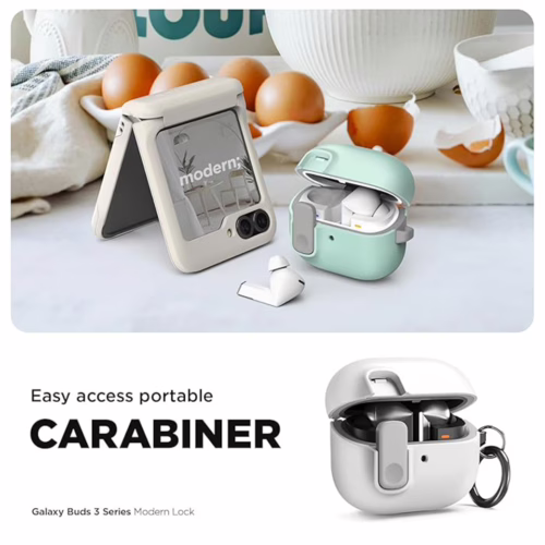 VRS รุ่น Modern Lock - เคส Galaxy Buds 3/ 3 Pro - สี White - Image 5