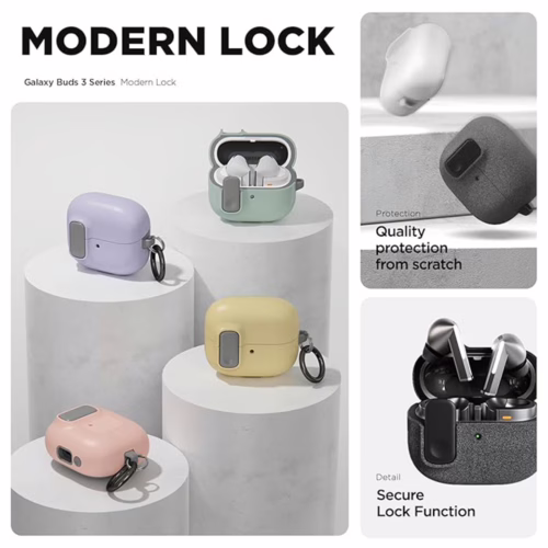 VRS รุ่น Modern Lock - เคส Galaxy Buds 3/ 3 Pro - สี White - Image 6