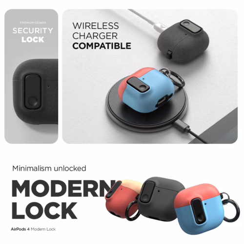 VRS รุ่น Modern Lock - เคส Airpods 4 - สี Peach/Coral - Image 2