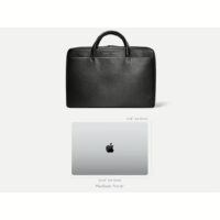 GRAMS(28) รุ่น 159 Folio Pro (Pebbled Leather) - กระเป่าใส่ Laptop 16" - สี Black