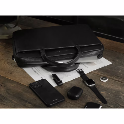 GRAMS(28) รุ่น 159 Folio Pro (Pebbled Leather) - กระเป่าใส่ Laptop 16" - สี Black - Image 5