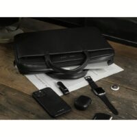 GRAMS(28) รุ่น 159 Folio Pro (Pebbled Leather) - กระเป่าใส่ Laptop 16" - สี Black