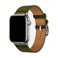 GRAMS(28) รุ่น 161 Modern Band (Snowflake Leather) - สายนาฬิกา Apple Watch 42/44/45/49mm - สี Silver/Olive