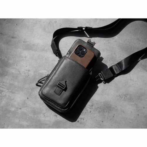 GRAMS(28) รุ่น 173 Vertical Sling (Pebbled Leather) - กระเป่า - สี Black - Image 7