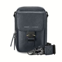 GRAMS(28) รุ่น 173 Vertical Sling (Pebbled Leather) - กระเป่า - สี Navy Blue