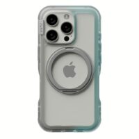 Ples รุ่น Arche TwoFace Magnetic Ring Stand - เคส iPhone 16 Pro Max - สี Silver/Powder Blue