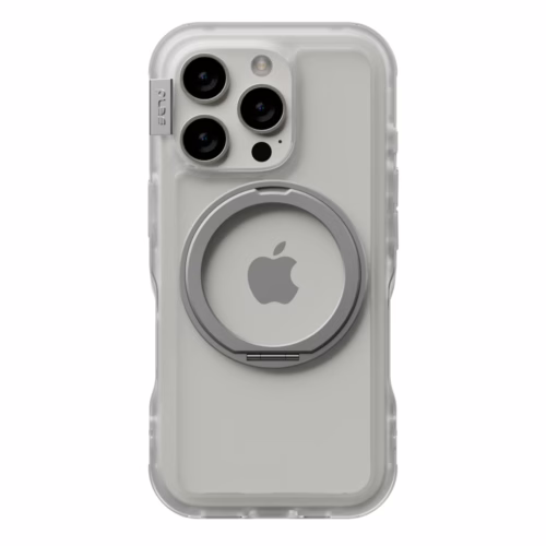 Ples รุ่น Arche Magnetic Ring Stand - เคส iPhone 16 Pro Max - สี Matt Clear (Silver)