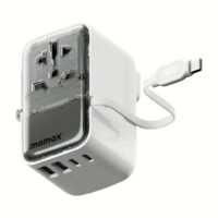 Momax หัวชาร์จ+หัวแปลงปลั๊กไฟ รุ่น 1-World+ Flow 4-Port 35W พร้อมสาย USB-C ในตัว - สี White