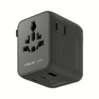 Momax หัวชาร์จ+หัวแปลงปลั๊กไฟ รุ่น 1-World2 AC 2 ช่อง 3-Port PD65W+ GAN 20W+USB-A18W รองรับ Plug Type-A - สี Black