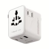 Momax หัวชาร์จ+หัวแปลงปลั๊กไฟ รุ่น 1-World2 AC 2 ช่อง 3-Port PD65W+ GAN 20W+USB-A18W รองรับ Plug Type-A - สี White